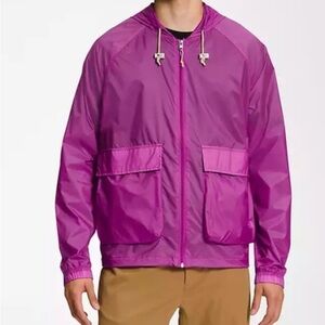 The North Face Purple Windbreaker with Hood and Water-Resistant Fabric size M